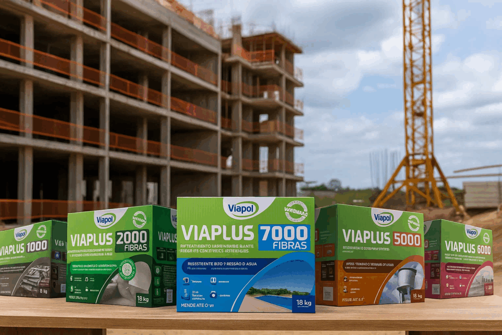 Linha Viaplus completa sendo utilizada em uma construção civil 