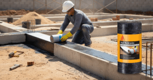 homem aplicando impermeabilizante para beldrame em obra