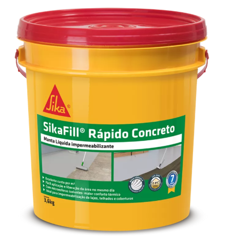 Manta líquida Sika Sikafill Rápido Cinza forma membrana elástica para vedação e protege superfícies externas.