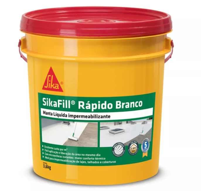 Manta líquida Sika SikaFill Rápido com secagem acelerada para manutenção e reparos pontuais em lajes e coberturas.